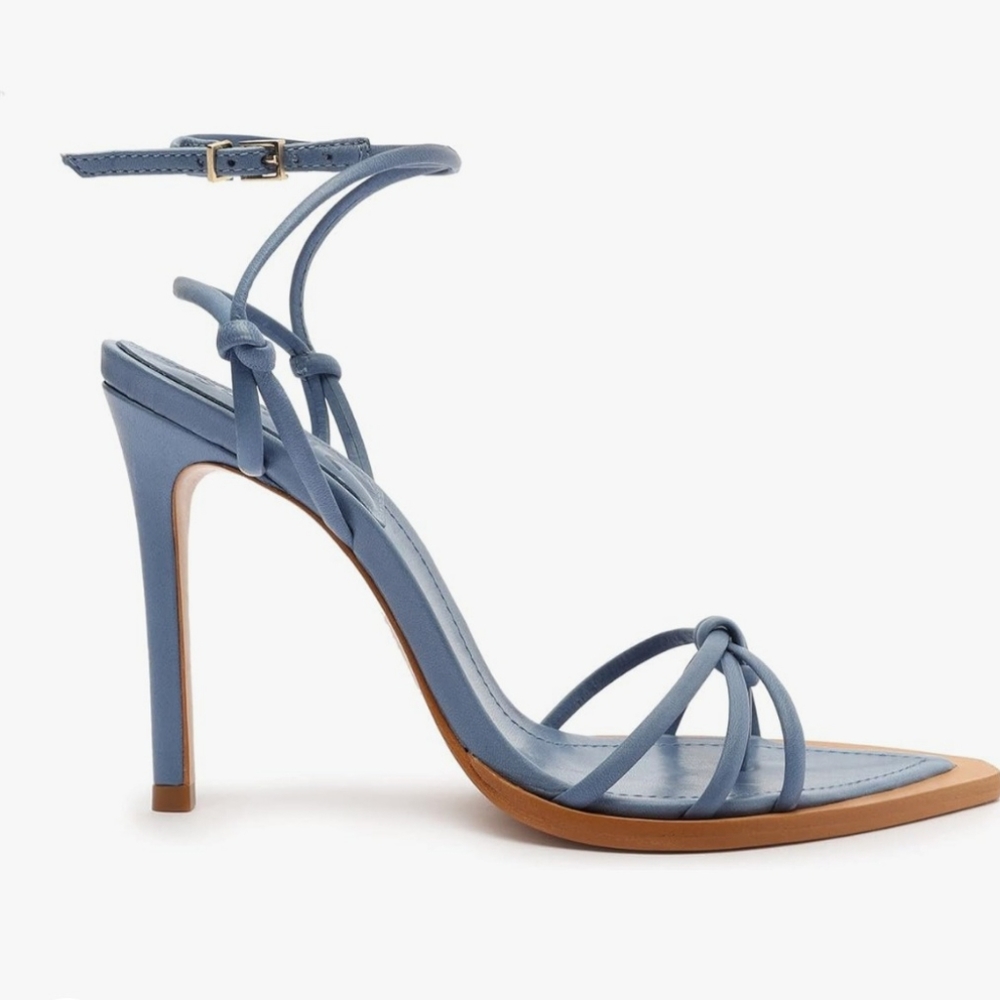 SCHUTZ Abby Knotted Upper Design Buckle Ankle Straps Heeled Sandals